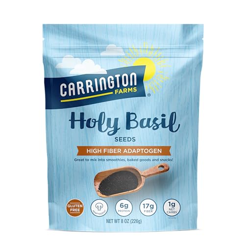 0742392001035 - CARRINGTON FARMS HOLY BASIL SEEDS – GLUTEN FREE, PALEO, KETO, HIGH FIBER SEEDS – CALCIUM PACKED DAILY NUTRITION BOOST, ADD INTO FAVORITE RECIPES (8 OZ)