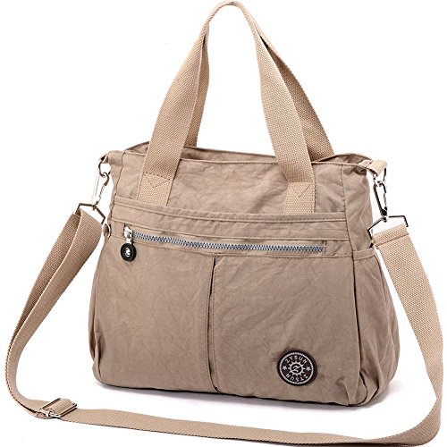 0742500195670 - ZYSUN WOMEN'S CASUAL TOTE HANDBAG WATER RESISTANT NYLON CROSSBODY BAGS LARGE SHOULDER BAGS WITH REMOVABLE SHOULDER STRAP(602,NUDE-N)