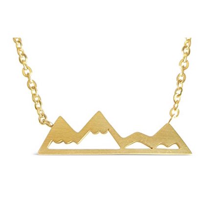 0742572038868 - MOUNTAIN NECKLACE FOR OUTDOOR LOVERS, MOUNTAIN LOVERS, SKIERS AND HIKERS - GOLD & SILVER TONE (GOLD TONE)