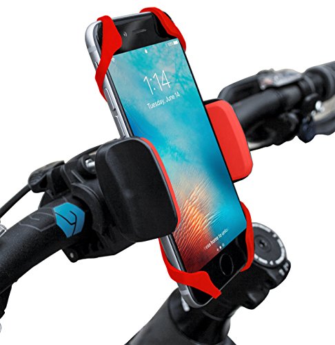 0742574209242 - WIDRAS BIKE CELL PHONE HOLDER | UNIVERSAL BICYCLE MOUNT | RED CRADLE CLAMP FOR IPHONE 4 5 6 7 GALAXY S7 S6 S5 S4 NEXUS LG MOTO SMARTPHONE GPS 360 DEGREES ROTATABLE, RUBBER STRAP | FOR POKEMON GO