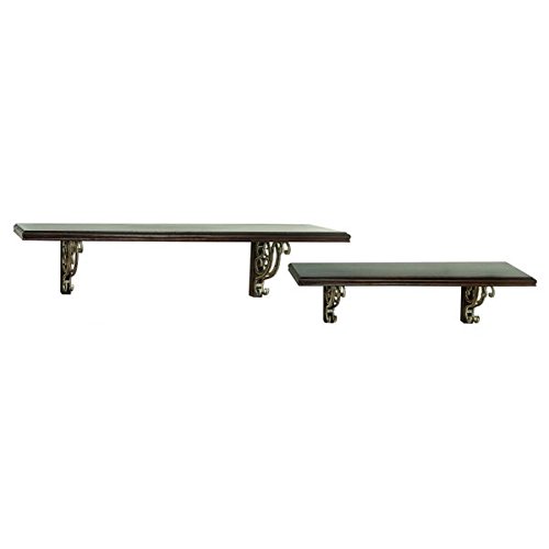 0742741130706 - WOOD AND METAL 48-INCH AND 36-INCH WALL SHELF (SET OF 2)