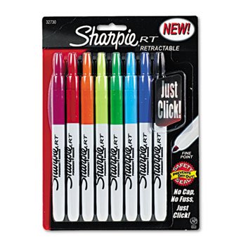 7427555294266 - RETRACTABLE PERMANENT MARKERS, FINE POINT, ASSORTED, 8/SET, ONE RANDOM COLOR WILL BE SHIPPED