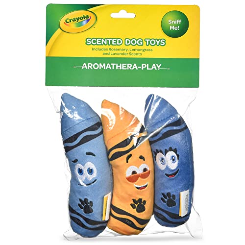 0742797015453 - CRAYOLA FOR PETS 3PK SMALL AROMATHERA-PLAY PLUSH SQUEAKER CRAYONS DOG TOYS IN PUP-VISIBLE COLORS DOGS SEE BEST, BLUE, YELLOW + PURPLE PLUSH CRAYON SCENTED DOG TOYS WITH SOOTHING SCENTS