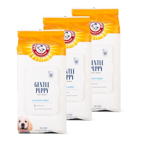 0742797080031 - ARM & HAMMER FOR PETS GENTLE PUPPY BATH WIPES, COCONUT WATER | ALL PURPOSE PUPPY CLEANING WIPES REMOVE ODOR & REFRESH SKIN FOR PETS | GENTLE TEARLESS PET WIPES 100 COUNT, 3 PACK