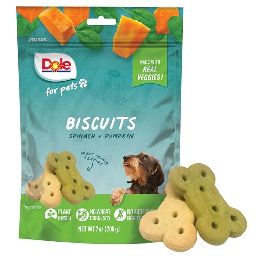 0742797093062 - DOLE FOR PETS FRESHLY FETCHED DOG BISCUITS, SPINACH & PUMPKIN FLAVOR DOG TREATS | REAL VEGGIES, NO WHEAT, CORN, SOY, ARTIFICIAL FLAVORS, COLORS, PRESERVATIVES, OR ANIMAL PRODUCTS, 7 OUNCE - 6 PACK