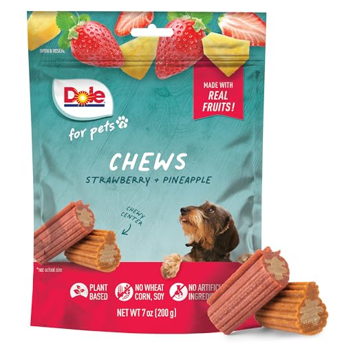 0742797093086 - DOLE FOR PETS FRESHLY FETCHED DOG CHEWS, STRAWBERRY & PINEAPPLE FLAVOR DOG TREATS | FLAVORED WITH REAL FRUITS, NO WHEAT, CORN, SOY, ARTIFICIAL FLAVORS, COLORS, OR PRESERVATIVES, 7 OUNCE - 6 PACK