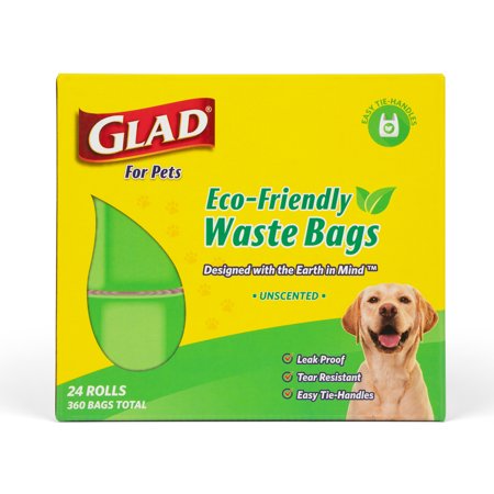 0742797860374 - GLAD ECO DOG WASTE BAGS | 24 ROLLS OF UNSCENTED DOG WASTE BAGS, 360 BAGS IN TOTAL | EARTH SAFE DOG WASTE BAGS FOR ALL DOGS, LEAK PROOF AND STRONG DOG POOP BAGS