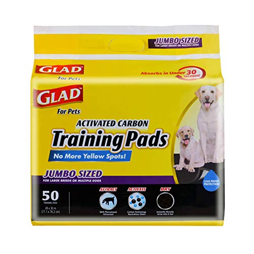 0742797891149 - GLAD FOR PETS JUMBO-SIZE CHARCOAL PUPPY PADS | BLACK TRAINING PADS THAT ABSORB & NEUTRALIZE URINE INSTANTLY | NEW & IMPROVED QUALITY, 50 COUNT