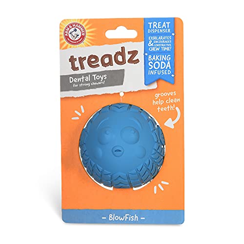 0742797904269 - ARM & HAMMER FOR PETS SUPER TREADZ BLOWFISH DENTAL CHEW TOY FOR DOGS | BEST DENTAL DOG CHEW TOY | DOG DENTAL CHEW TOYS REDUCE PLAQUE & TARTAR BUILDUP WITHOUT BRUSHING | FOR DOGS UP TO 35 LBS