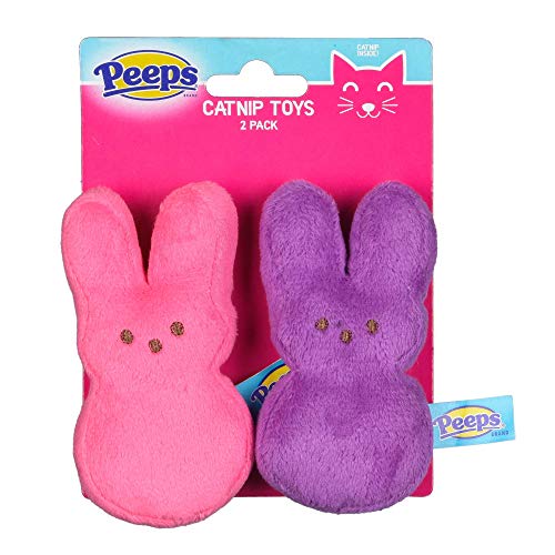 0742797907802 - PEEPS PLUSH BUNNY CAT TOYS, 2 PACK | MINI BUNNIES PLUSH CATNIP CAT TOYS IN PINK AND PURPLE | CATNIP INFUSED CAT TOYS MADE FROM SOFT PLUSH FABRIC, 4 INCH CAT TOYS