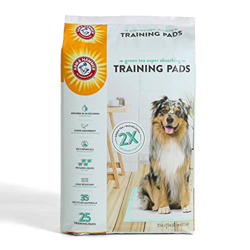 0742797916989 - ARM & HAMMER GREEN TEA PET TRAINING PADS | 25-CT DOG TRAINING PADS WITH SUPER ABSORBING GREEN TEA BAKING SODA FOR 2X THE ODOR CONTROL | LEAKPROOF & RECYCLED TRAINING PADS FOR DOGS