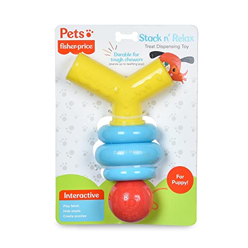 0742797929477 - FISHER-PRICE FOR PETS STACK N RELAX RESILIENT CHEWER TEETHING TOY FOR PUPPIES | CHEW TOY FOR PUPPIES, PUPPY TEETHING TOY, PUPPY TEETHER | MULTIFUNCTIONAL DOG TOY, TREAT HIDE DOG TOY