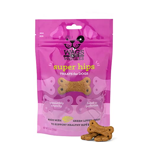 0742797931081 - WAGS & WIGGLES SUPER HIPS FUNCTIONAL TREATS FOR DOGS, CHICKEN FLAVOR, 5.5 RESEALABLE BAG | HIP & JOINT SUPPORT DOG TREATS WITH GREEN LIPPED MUSSEL, FISH OIL, AND TURMERIC