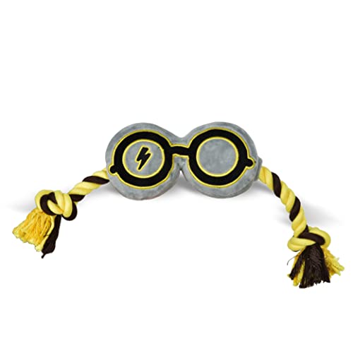 0742797934419 - HARRY POTTER: HP GLASSES ROPE PULL PET TOY | ROPE SQUEAKY DOG TOY IN HARRY POTTER DESIGN | HARRY POTTER DOG TUG TOY WITH ROPE AND SQUEAKERS | DOG TOYS FOR HARRY POTTER FANS