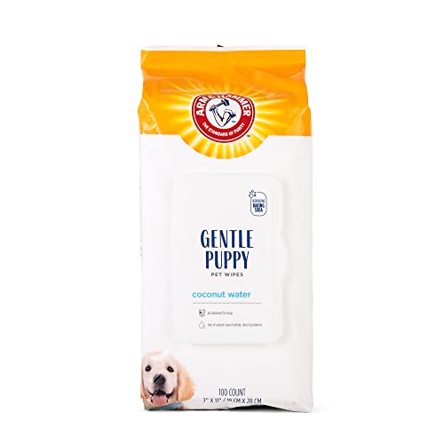 0742797947389 - ARM & HAMMER FOR PETS GENTLE PUPPY BATH WIPES, COCONUT WATER | ALL PURPOSE PUPPY CLEANING WIPES REMOVE ODOR & REFRESH SKIN FOR PETS | GENTLE TEARLESS, 100 COUNT PACK OF PET WIPES