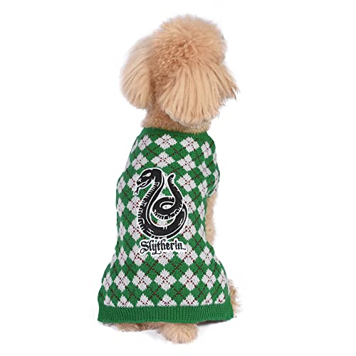 0742797970806 - HARRY POTTER: SLYTHERIN PET SWEATER - SIZE SMALL | HARRY POTTER COSTUMES FOR DOGS| HARRY POTTER DOG APPAREL & ACCESSORIES FOR HOGWARTS HOUSES, SLYTHERIN
