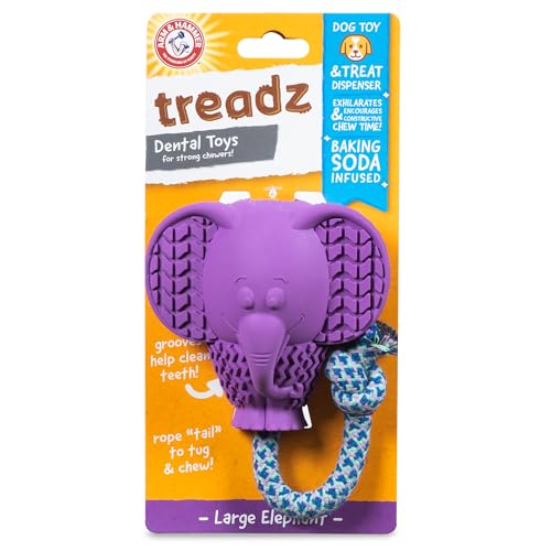 0742797978765 - ARM & HAMMER FOR PETS SUPER TREADZ LARGE ELEPHANT DENTAL CHEW TOY FOR DOGS - DOG DENTAL TOYS HELP REDUCE PLAQUE & TARTAR BUILDUP WITHOUT BRUSHING - SAFE FOR DOGS UP TO 35 LBS