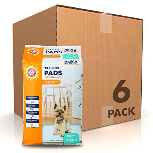 0742797987903 - ARM & HAMMER FOR DOGS PUPPY TRAINING PADS WITH ATTRACTANT | NEW & IMPROVED SUPER ABSORBENT, LEAK-PROOF, ODOR CONTROL QUILTED PUPPY PADS WITH BAKING SODA| 50 COUNT - 6 PACK WEE WEE PADS