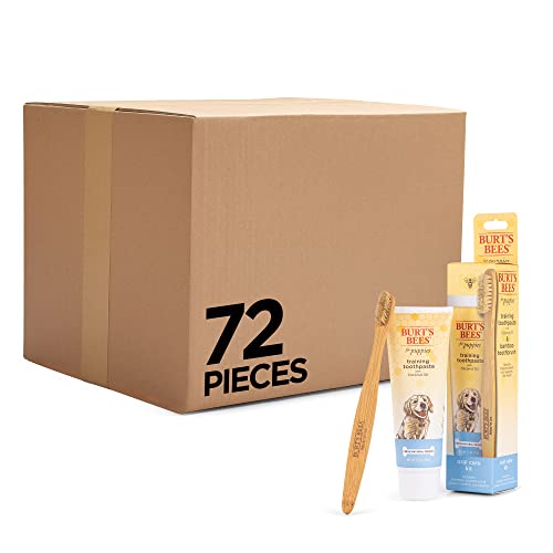 0742797991443 - BURTS BEES FOR PUPPIES NATURAL ORAL CARE KIT | DOG DENTAL KIT WITH TOOTHPASTE & BAMBOO TOOTHBRUSH | PUPPY TOOTHBRUSH AND TOOTHPASTE WITH HONEYSUCKLE & PEPPERMINT OIL, MINT FLAVOR (2.5 OZ) - 72 PACK