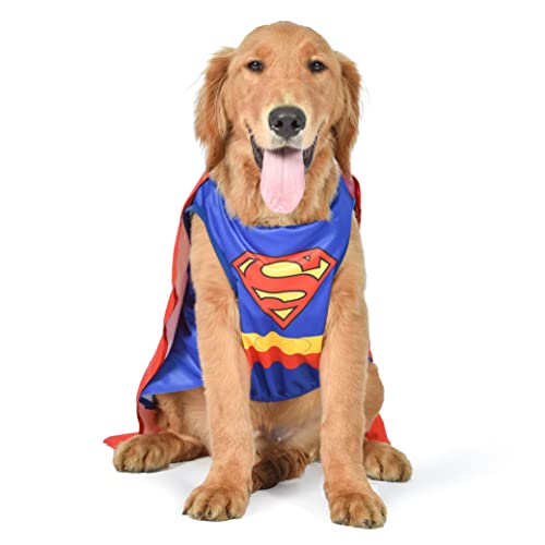 0742797995489 - DC SUPERHERO SUPERMAN HALLOWEEN DOG COSTUME - SIZE MEDIUM- | DC SUPERHERO HALLOWEEN COSTUMES FOR DOGS, FUNNY DOG COSTUMES | OFFICIALLY LICENSED DC DOG HALLOWEEN COSTUME