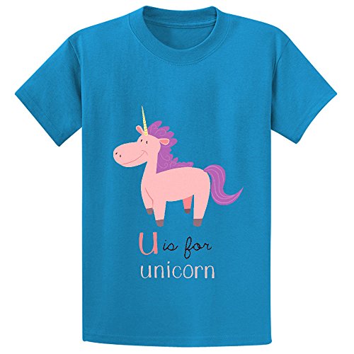 7428163785085 - LIKEU YOU IS FOR UNICORN BOYS' GRAPHIC CREW NECK SHIRTS BLUE