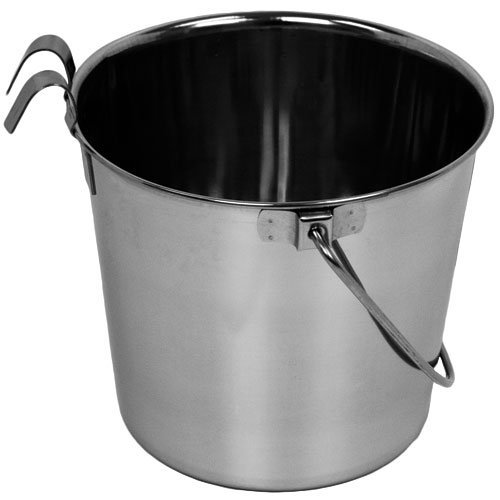 0742853020339 - ADVANCE PET PRODUCTS HEAVY STAINLESS STEEL FLAT SIDE BUCKET WITH HOOK, 4-QUART