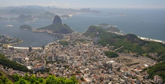 7429720442434 - ELEVATED VIEW OF BOTAFOGO NEIGHBORHOOD AND SUGARLOAF MOUNTAIN FROM CORCOVADO, RIO DE JANEIRO, BRAZIL PRINT BY PANORAMIC