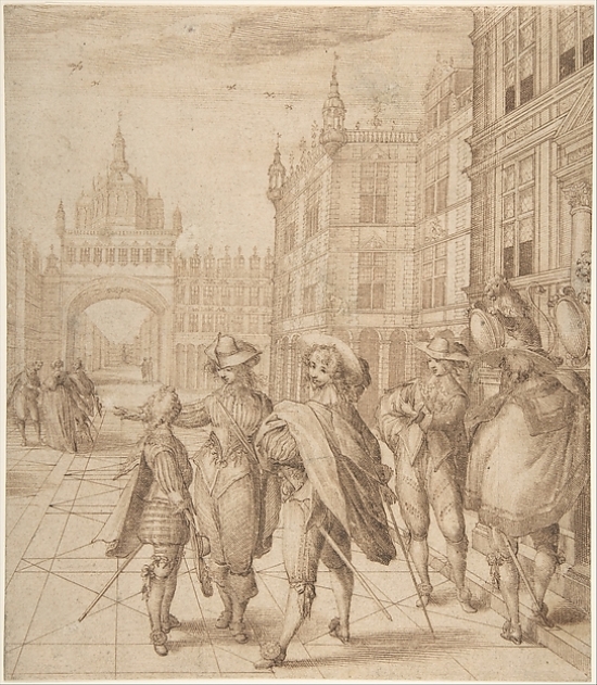 7429728568532 - CAVALIERS IN A CITY SQUARE POSTER PRINT BY JEAN DE SAINT-IGNY (FRENCH, ROUEN CA. 1595/1600 “1647 PARIS) (18 X 24)