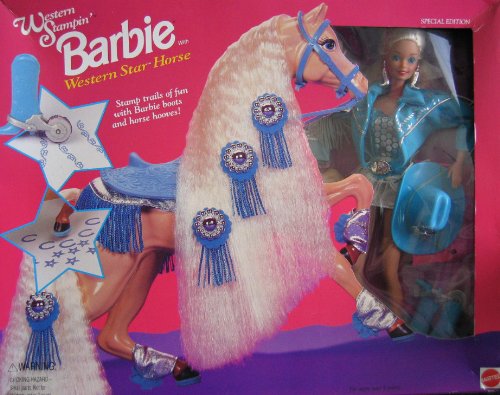 0074299110207 - WESTERN STAMPIN' BARBIE DOLL AND WESTERN STAR HORSE SET