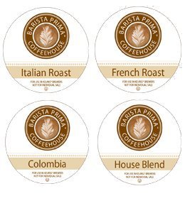 0074299160691 - BARISTA PRIMA COFFEEHOUSE VARIETY PACK INCLUDING ~ ITALIAN ROAST, FRENCH ROAST, HOUSE BLEND & COLOMBIA ~ 4 BOXES OF 24 K-CUPS ~ FOR KEURIG BREWERS