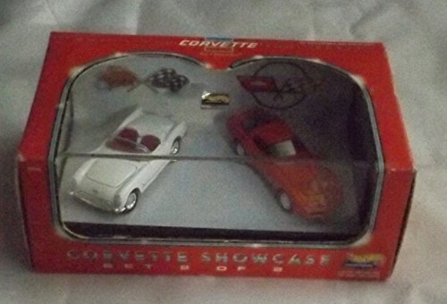 0074299190285 - HOT WHEELS COLLECTIBLES - CORVETTE SHOWCASE - SET 1 OF 2 - 45TH CORVETTE ANNIVERSARY - LIMITED EDITION, 2 CAR SET W/DISPLAY CASE