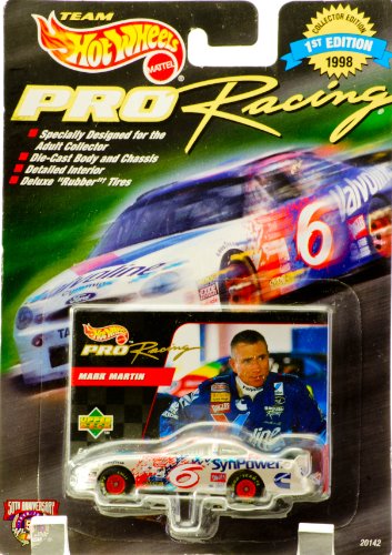 0074299201509 - 1998 - MATTEL - TEAM HOT WHEELS - PRO RACING - 1ST EDITION - MARK MARTIN - #6 VALVOLINE / SYNPOWER - GRAY VARIANT - 1:64 SCALE DIE CAST - UPPER DECK CARD - OUT OF PRODUCTION - NEW - RARE - COLLECTIBLE