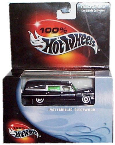 0074299297076 - HOT WHEELS 2001 1963 CADILLAC FLEETWOOD HERSE WITH DISPLAY CASE