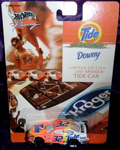 0074299551932 - 2001 - MATTEL - HOT WHEELS RACING - NASCAR - TIDE RACING - 2001 KROGER TIDE CAR - #32 - RICKY CRAVEN - FORD TAURUS - VERY RARE - CARD IS NEAR PERFECT - 1:64 SCALE DIE CAST METAL - NEW - OUT OF PRODUCTION - COLLECTIBLE