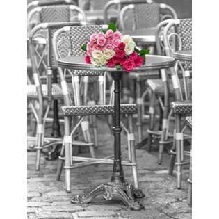 7430046067027 - BUNCH OF ROSES ON STREET CAFE TABLE IN PARIS, FRANCE POSTER PRINT BY ASSAF FRANK (9 X 12)