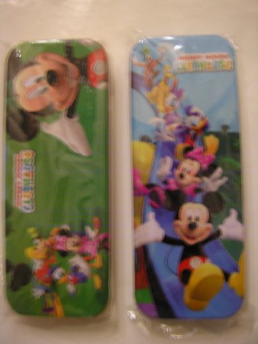 0743016995822 - DISNEY MICKEY MOUSE CLUBHOUSE METAL TIN PENCIL BOX CASE ~ ASSSORTED PRINT
