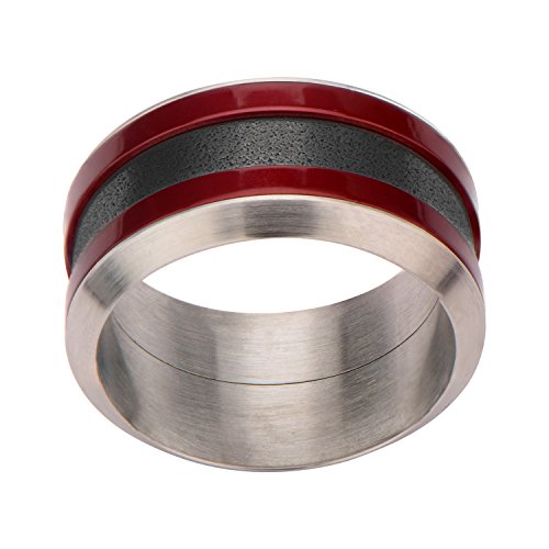 0743074931039 - MEN'S STAINLESS STEEL DARK RED WITH BLACK OXIDIZED LAYER RING SIZE 12