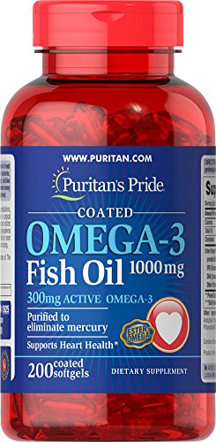 0074312139253 - PURITAN'S PRIDE OMEGA-3 FISH OIL COATED 1000 MG (300 MG ACTIVE OMEGA-3)-200 COATED SOFTGELS