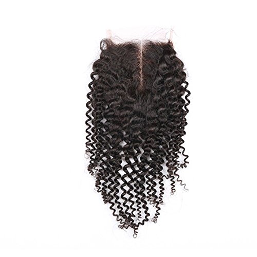 0743140238949 - MONGOLIAN KINKY CURLY HUMAN HAIR LACE CLOSURE 10 AFRO CURL MIDDLE PART