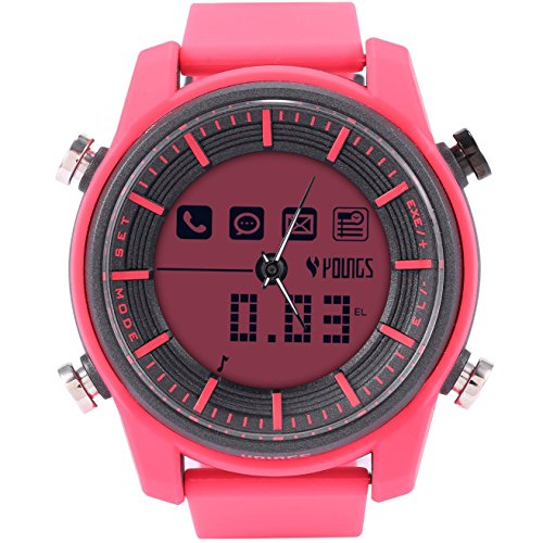0743167155038 - YOUNGS DUAL TIME ZONE COUPLES SMART SPORT WATCH FOR ANDROID IOS 100M WATERPROOF BLUETOOTH4.0 APP WATCH RS1500 (PINK+BLACK)