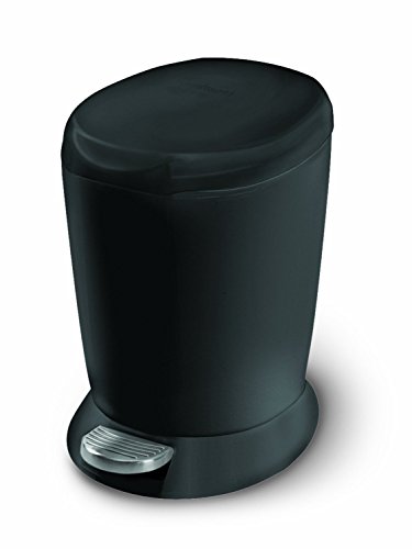 0743167205054 - MINI ROUND SMALL STEP TOILET TRASH CAN, BLACK PLASTIC, 6L / 1.6 GAL, PERFECT FOR BATHROOM WASTEBASKET WITH RUFFIES COLOR SCENTS LINEN FRESH SCENTED WASTEBASKET TRASH BAGS, MINI, 75 COUNT