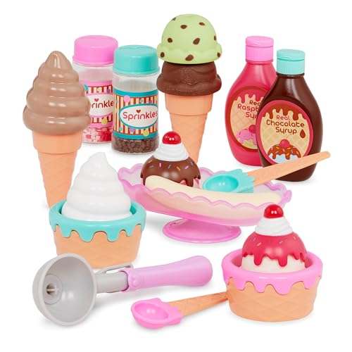 0743181325479 - BATTAT- PLAY CIRCLE- TOY FOOD – ICE CREAM SET – KITCHEN ACCESSORIES FOR KIDS- PRETEND PLAY- SWEET TREATS ICE CREAM PARLOUR- 3 YEARS + (21 PCS)
