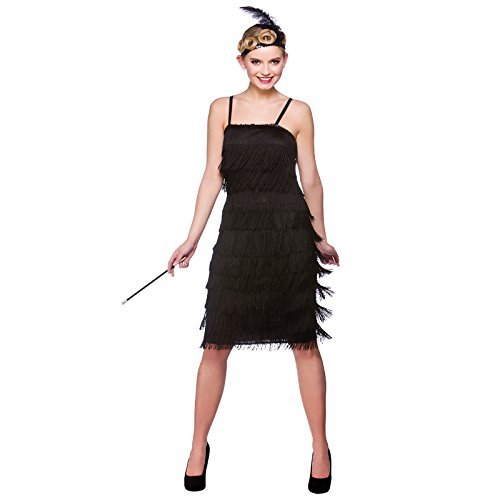 0743181748056 - BLACK JAZZY FLAPPER (1920S) - ADULT COSTUME LADY: S (UK:10-12) BY WICKED