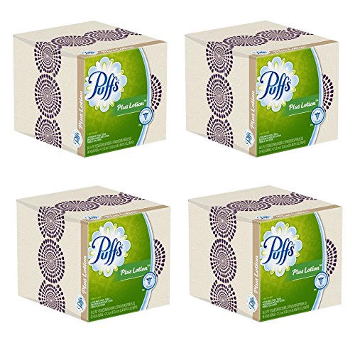 7432107631635 - PUFFS PLUS WITH LOTION FACIAL TISSUE, 4 CUBES 56 2-PLY TISSUES PER BOX