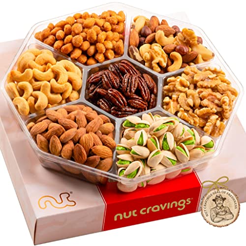 7432108025006 - HOLIDAY CHRISTMAS NUTS GIFT BASKET IN RED BOX (7 PIECE SET, 1 LB) XMAS 2021 IDEA ARRANGEMENT PLATTER, BIRTHDAY CARE PACKAGE VARIETY, HEALTHY FOOD KOSHER SNACK TRAY FOR ADULTS WOMEN MEN PRIME