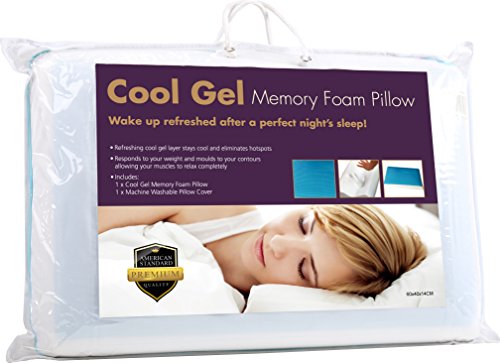 7432111076033 - COOLING GEL MEMORY FOAM PILLOW -AMERICAN STANDARD PQP- BLUE REVERSIBLE SLEEPING COOL CONTOUR ORTHOPEDIC SUPPORT CHILLOW DESIGNED FOR MAXIMUM COMFORT AND PAIN RELIEF WITH REMOVABLE SOFT PILLOW CASE