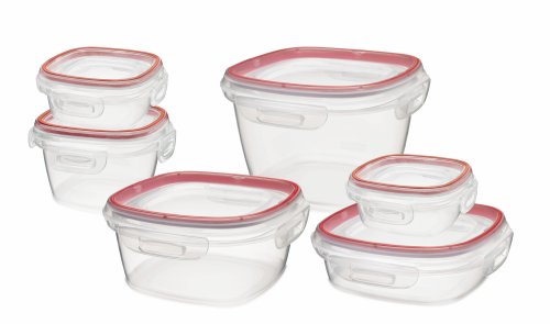 7433332196197 - RUBBERMAID LOCK-ITS FOOD STORAGE CANISTER, 12-PIECE SET, RED