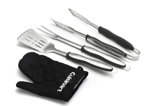 7433332208876 - CUISINART CGS-134BL 3-PIECE GRILLING TOOL SET WITH GRILL GLOVE, BLACK