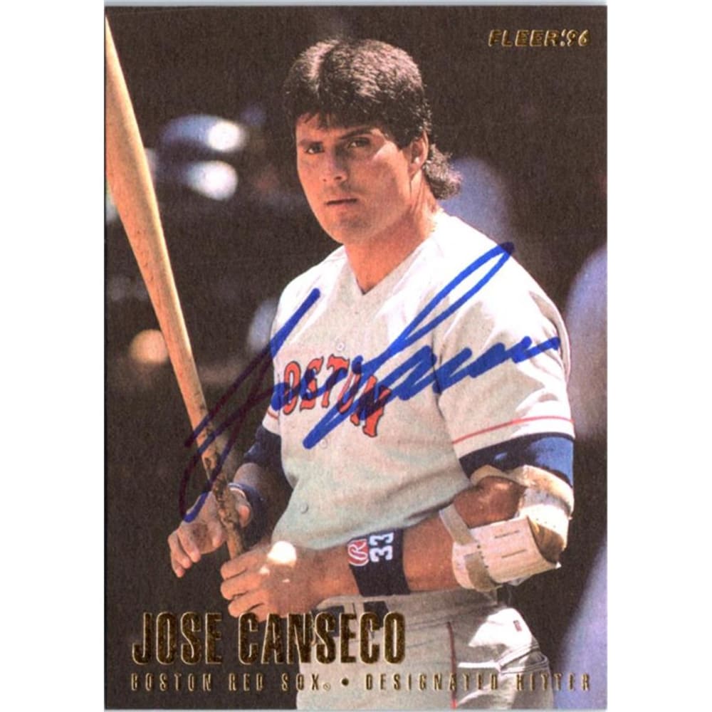 0074339996846 - AUTOGRAPH WAREHOUSE 703197 JOSE CANSECO SIGNED BOSTON RED SOX 1996 FLEER NO.24 BASEBALL CARD