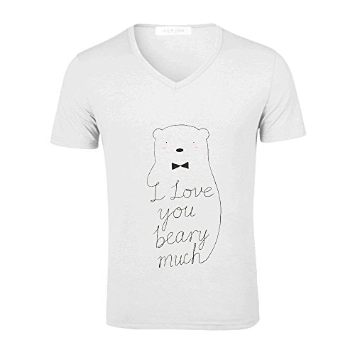 7436467107908 - I LOVE YOUR BEARY MUCH GRAPHIC T SHIRTS V NECK WHITE